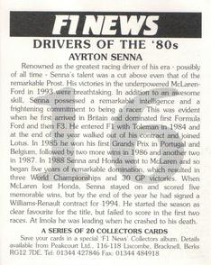1995 F1 News Drivers Of The '80's #16 Ayrton Senna Back