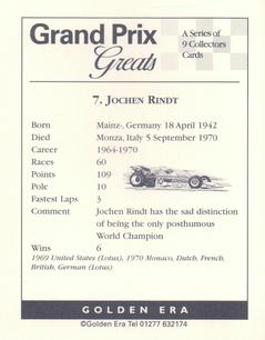 1995 Golden Era Grand Prix Greats #7 Jochen Rindt Back