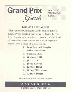 1995 Golden Era Grand Prix Greats #NNO Cover Card Back