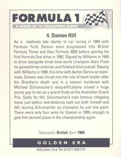 1996 Golden Era Formula 1 #4 Damon Hill Back