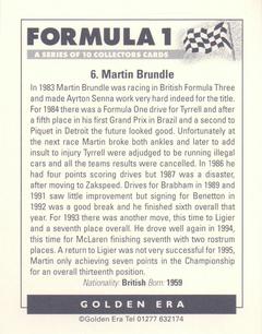 1996 Golden Era Formula 1 #6 Martin Brundle Back