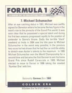 1996 Golden Era Formula 1 #7 Michael Schumacher Back