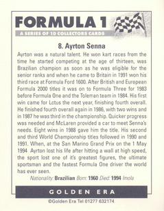 1996 Golden Era Formula 1 #8 Ayrton Senna Back