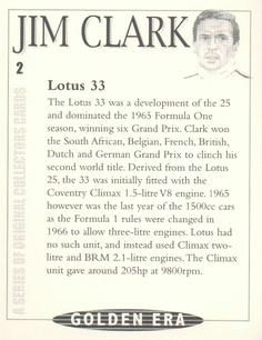 1998 Golden Era Jim Clark #2 Jim Clark Back