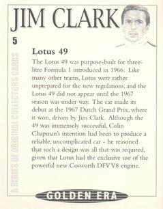 1998 Golden Era Jim Clark #5 Jim Clark Back