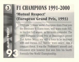 2001 Golden Era F1 Champions 1991-2000 #3 Alain Prost Back