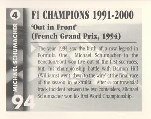2001 Golden Era F1 Champions 1991-2000 #4 Michael Schumacher Back
