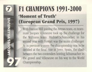 2001 Golden Era F1 Champions 1991-2000 #7 Jacques Villeneuve Back