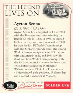 2002 Golden Era Senna #NNO Title Card Back