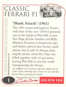 2002 Golden Era Classic Ferrari F1 #1 Phil Hill Back
