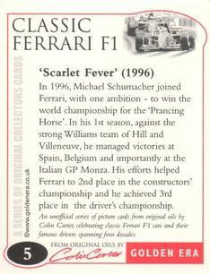 2002 Golden Era Classic Ferrari F1 #5 Michael Schumacher Back