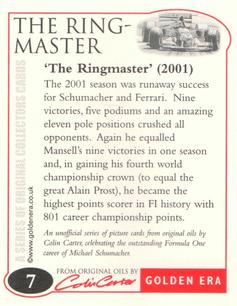 2002 Golden Era The Ringmaster #NNO Title Card Back