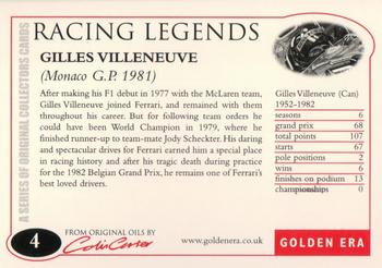 2004 Golden Era Racing Legends #4 Gilles Villeneuve Back