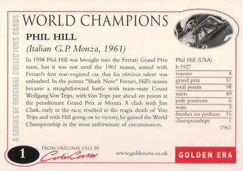 2004 Golden Era World Champions #1 Phil Hill Back