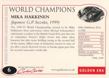 2004 Golden Era World Champions #6 Mika Hakkinen Back
