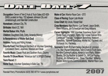 2007 Volunteer Speedway #NNO Dale Ball Back