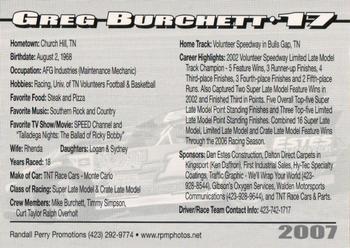 2007 Volunteer Speedway #NNO Greg Burchett Back