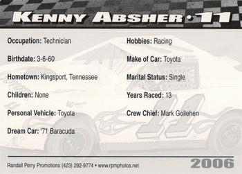 2006 Volunteer Speedway #NNO Kenny Absher Back