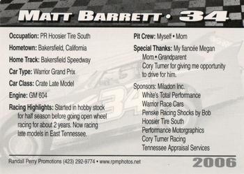 2006 Volunteer Speedway #NNO Matt Barrett Back