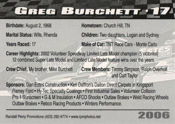 2006 Volunteer Speedway #NNO Greg Burchett Back
