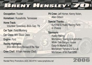 2006 Volunteer Speedway #NNO Brent Hensley Back