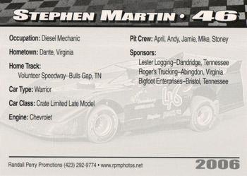 2006 Volunteer Speedway #NNO Stephen Martin Back