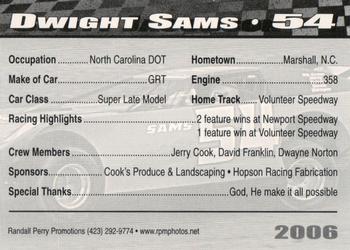 2006 Volunteer Speedway #NNO Dwight Sams Back