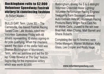 2006 Volunteer Speedway - Winners #NNO Shannon Buckingham Back