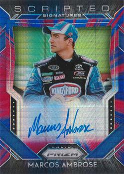 2020 Panini Prizm - Scripted Signatures Red and Blue Hyper Prizm #SS-MA Marcos Ambrose Front