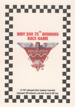 1991 Indy 500 75th Running Race Game #NNO Peter DePaolo Back