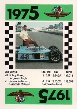 1991 Indy 500 75th Running Race Game #NNO Bobby Unser Front