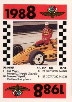 1991 Indy 500 75th Running Race Game #NNO Rick Mears Front