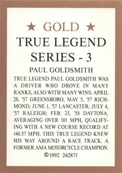 1992 Hilton G. Hill Gold True Legend Series 3 #NNO Paul Goldsmith Back