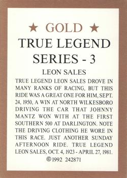 1992 Hilton G. Hill Gold True Legend Series 3 #NNO Leon Sales Back