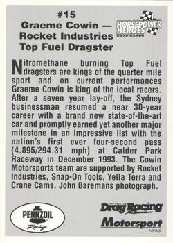 1994 Horsepower Heroes #15 Graeme Cowin Back