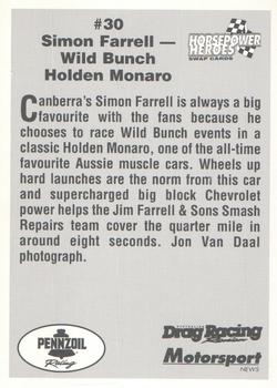 1994 Horsepower Heroes #30 Simon Farrell Back