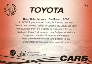 2006 Futera Grand Prix #76 Toyota Back