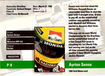 1992 Grid Formula 1 - Prototype #P-8 Ayrton Senna Back