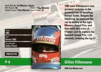1992 Grid Formula 1 - Prototype #P-6 Gilles Villeneuve Back
