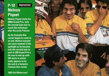 1992 Grid Formula 1 - Prototype #P-10 Nelson Piquet Back