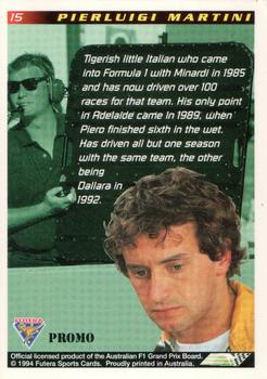 1994 Futera Adelaide F1 Grand Prix - Promo #15 Pierluigi Martini Back
