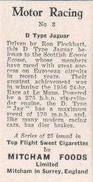 1957 Mitcham Foods Motor Racing #3 Ron Flockhart Back
