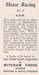 1957 Mitcham Foods Motor Racing #6 Mike Hawthorn Back