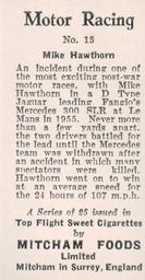 1957 Mitcham Foods Motor Racing #15 Mike Hawthorn Back