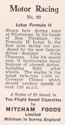 1957 Mitcham Foods Motor Racing #23 Ron Flockhart Back