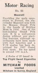 1957 Mitcham Foods Motor Racing #25 Stirling Moss Back