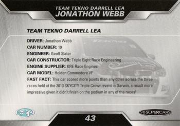 2013 ESP V8 Supercars #43 Jonathon Webb Back