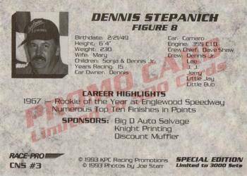 1993 Race-Pro - Promo #CNS #3 Dennis Stepanich Back