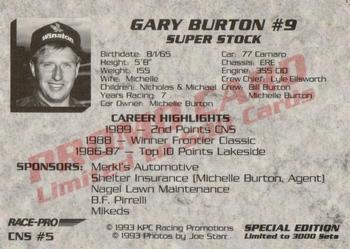 1993 Race-Pro - Promo #CNS #5 Gary Burton Back