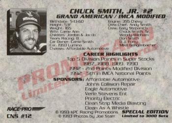 1993 Race-Pro - Promo #CNS #12 Chuck Smith Jr. Back